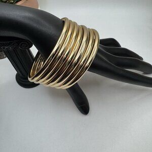 Zara Gold Tone Set Of 8 Bangles 8.5” Stackable Bracelets Minimalist Chic